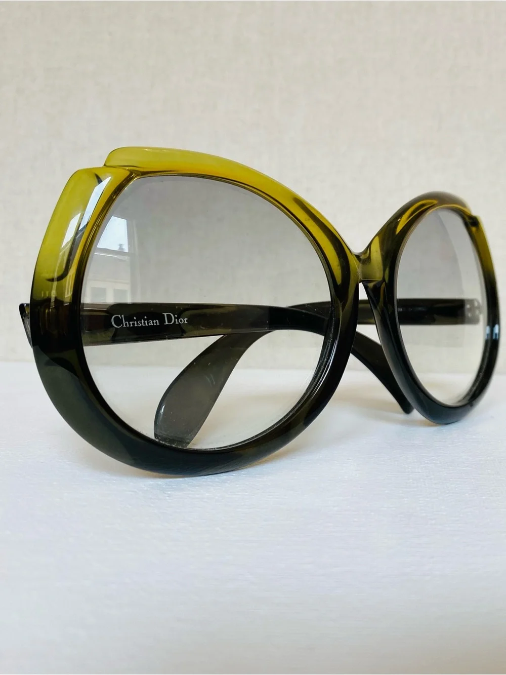 Vintage Christian Dior D11 1970’s Olive Green Optyl Sunglasses Gradient COA